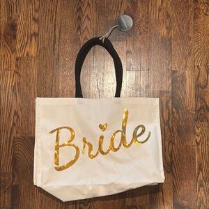 Elegant Bride Canvas Tote - Gold and Cream. NWT